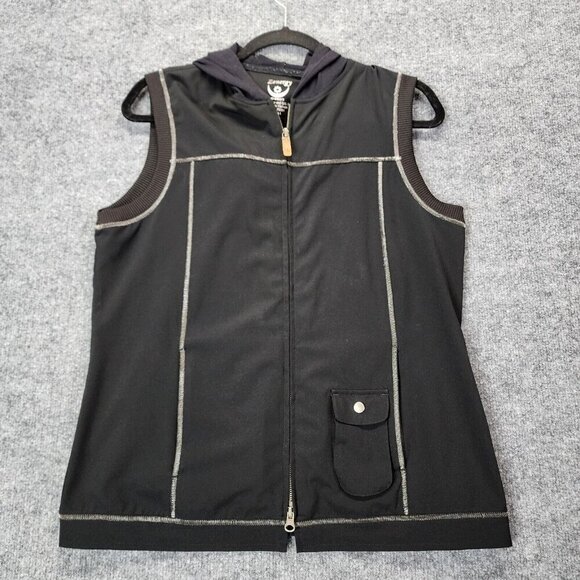 Zenergy by Chico's Vest Women's Sz 1 Black Full Zip with Zip Pockets Medium - Picture 1 of 11